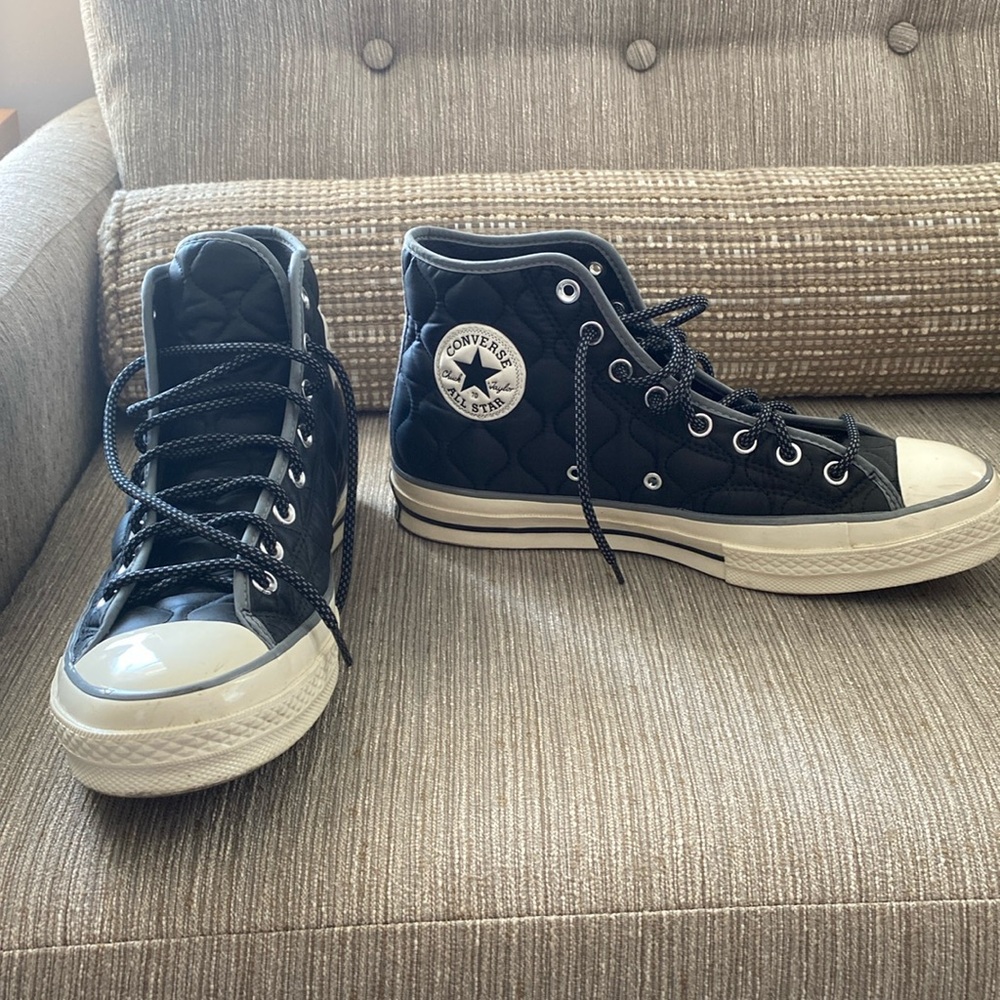 Converse Quilted Black High Tops Unisex - Mens 9/Womens 11